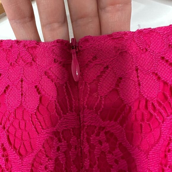 Eliza J Lace Dress Size 10 Pink Scalloped Cap Sleeve Sheath Cocktail - Picture 5 of 11